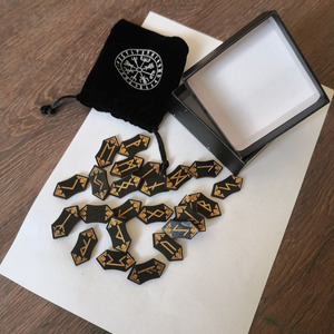 Jeu de rune en bois vikings, 6 pièces, géométrique spirituel, méathlétique, jeu de sculpture en bois, perles de rune en métal, découpé au <span class=keywords><strong>laser</strong></span> - Product Image 3