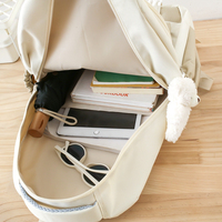 Ensemble de sacs à dos scolaires imperméables blancs tendance 5 pièces pour les élèves du collège, design mignon, capacité de 20 à 36 L, unisexe