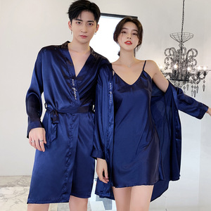 <span class=keywords><strong>Pigiama</strong></span> in Raso Stile Europeo-Americano per <span class=keywords><strong>Uomo</strong></span> e Donna, Sottile, Sexy, con Scollo a V, Maniche Lunghe, Asciugatura Rapida, Traspirante, in Seta Ghiaccio, Vestaglia Primaverile - Product Image 1