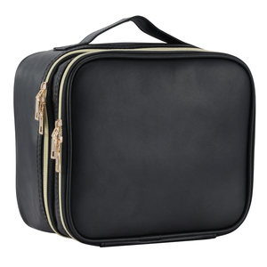 Double Layer Makeup Bag Organizer Portable Cosmetic Artist <b>Storage</b> Bag Leather <b>Toiletry</b> Bag Traveling Make up <b>Storage</b> Bag - Product Image 1