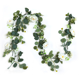 Fogliame Artificiale di Eucalipto <span class=keywords><strong>da</strong></span> 1,8 m, Ghirlanda Decorativa per Tavolo <span class=keywords><strong>da</strong></span> <span class=keywords><strong>Soggiorno</strong></span>, Composizione Floreale per Matrimoni - Product Image 2