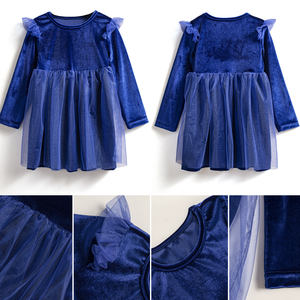 Abito Bambina Morbido Elastico Velluto <span class=keywords><strong>Tulle</strong></span> Maniche Farfalla Balze Natale Compleanno Matrimonio Festa Dama Onore Principessa - Product Image 4