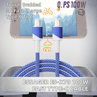 Câble de charge rapide PD 100W Type-C vers Type-C 5A, cordon de charge de données ES-X79 pour téléphone, tablette, ordinateur portable