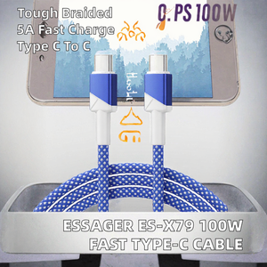 PD 100W Type-C ถึง Type-C สายชาร์จเร็ว 5A สายชาร์จข้อมูล ES-X79 สำหรับโทรศัพท์แท็บเล็ตแล็ปท็อป - Product Image 2