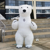 QUTENG 2,6 m Costume de mascotte gonflable personnalisé Ours polaire, Ours en peluche gonflable ambulant pour la publicité événementielle