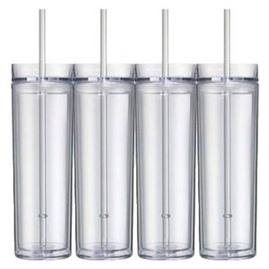 Gobelet isotherme double paroi en acrylique 16 oz avec couvercle et paille, faible MOQ, pour cafés et petites entreprises en démarrage - Product Image 3