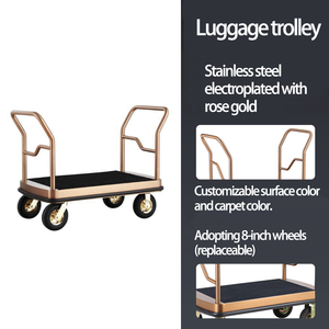 Carrito de Equipaje de Acero Inoxidable de Alta Calidad para Vestíbulo de Hotel de Aeropuerto Moderno, Carro de Mano Multifuncional de 4 Ruedas a Precio de Fábrica - Product Image 2