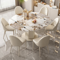 Ensemble de table et chaises de salle à manger rondes en marbre, extensibles et pliantes, design moderne et luxueux, 4, 6 et 8 places, meubles de restaurant rotatifs