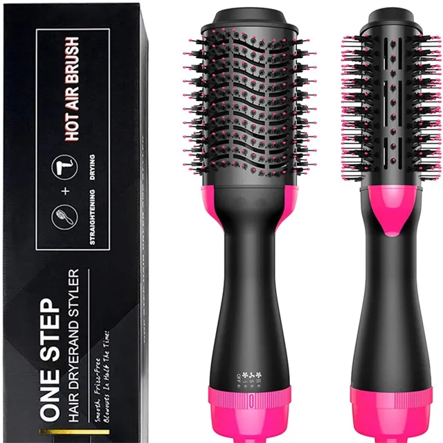 Outils de coiffage approbation CE 3 en 1 fer à lisser brosse sèche-cheveux design ovale brosse à air chaud sèche-cheveux Styler avec peigne