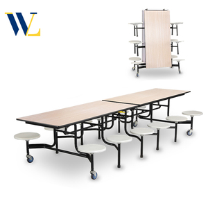 Tùy chỉnh 12 chỗ ngồi gấp di động trường căng tin quán cà phê Bàn Ghế Nhà Hàng thức ăn nhanh bàn ăn đặt làm bằng gỗ - Product Image 1