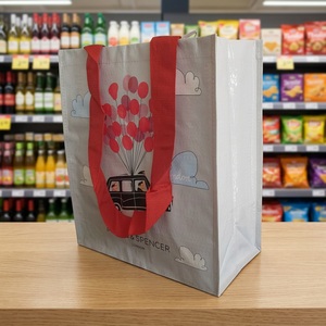 Bolsa de Compras Ecológica de PP Tejido con Asa Larga, Diseño de Dibujos Animados, Reutilizable, con Base de Cartón y Logotipo Personalizado - Product Image 3