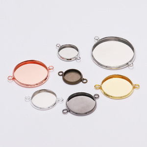 ถาดจี้รูปทรงกลมสำหรับใส่พลอย ขนาด 8 มม.-25 มม. สำหรับทำสร้อยคอ สีเงิน ทอง โรสโกลด์ ดำ ทองแดงโบราณ ขาว ชุบสีทอง - Product Image 1