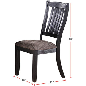 DB Dark Coffee Classic Cuisine Salle à manger en bois Lot de 2 chaises d'appoint au design unique avec assise et dossier rembourrés en tissu - Product Image 5