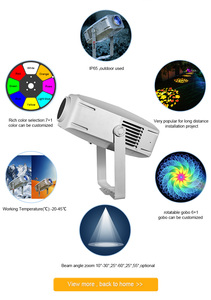 Projecteur Gobo LED 200W RGBW DMX512, 7 couleurs, angle de faisceau de 30°, en aluminium, éclairage de projection à intensité variable, chaque image peut créer un effet ondulé - Product Image 2