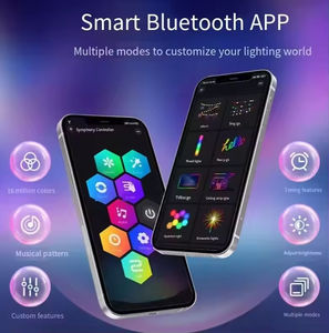 Lampes de sol modernes en plastique RGB synchronisées avec la musique, changeant de couleur, contrôlées par la voix, pour hôtel, éclairage rythmique LED rechargeable par application - Product Image 5