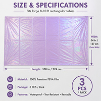 Nappe en PEVA irisée lilas, imperméable, jetable, rectangulaire, en plastique, pour dîner de Noël, fêtes et événements