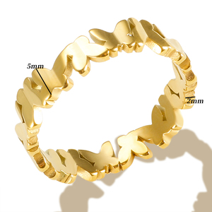 Di alta qualità elegante anello a farfalla dorato <span class=keywords><strong>per</strong></span> donna placcato in <span class=keywords><strong>oro</strong></span> carino dolce anniversario anello nuziale gioielli in acciaio inossidabile - Product Image 2