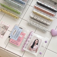 Carpeta de Anillas M5 de PVC Transparente Multicolor, Funda de PVC Suave para Carpeta M5, Porta Tarjetas con Cierre, Bolsa de PVC para Hojas Sueltas