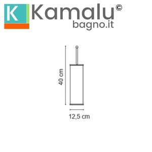 Portascopino per WC in Acciaio Inox Satinato Kamalu con Contenitore in Metallo e Plastica per Hotel, Design Cilindrico Elegante - Product Image 2