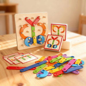 Set di Blocchi di Costruzione in Legno Montessori con Forme Geometriche, Numeri, Alfabeto e Variabili per l'<span class=keywords><strong>Educazione</strong></span> Precoce dei Bambini - Product Image 1