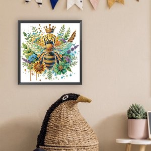 Custom 30x30cm il <span class=keywords><strong>re</strong></span> dell'ape decorazione della parete pittura a diamante <span class=keywords><strong>di</strong></span> forma irregolare 5D cristallo trapano fai da te animale diamante pittura kit - Product Image 5