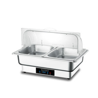 Plat chauffant électrique haut de gamme en acier inoxydable avec contrôle de la température par bouton pour hôtel, restaurant, restauration familiale, événements de buffet