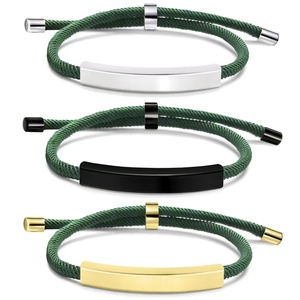 Bracelet en acier inoxydable tressé personnalisé avec logo et nom gravé, couleurs variées, unisexe, tendance, pour cadeau personnel, vente en gros - Product Image 5