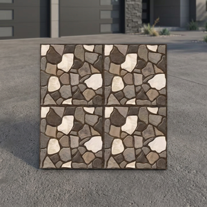 Carreaux de sol en porcelaine Vistaar à motif pierre gaufrée 400x400mm, pleine masse, antidérapants, robustes, pour extérieur, style rustique - Product Image 1