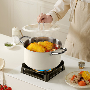 Deshilang <b>Soup</b> <b>Pot</b> 316 Stainless Steel Double Layer Bottom Induction Compatible Household Cooking <b>Pot</b> - Product Image 2