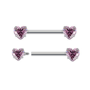 Anello per Capezzolo alla Moda in Titanio ASTM F136 con Zirconia Cubica a Forma di Cuore Gioiello per <span class=keywords><strong>Piercing</strong></span> Corporeo - Product Image 6