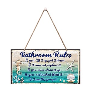 Decoraciones de letreros de madera con temática divertida, decoraciones de baño con temática oceánica, etiquetas con reglas, adornos colgantes con temática de fiesta en la playa. - Product Image 5
