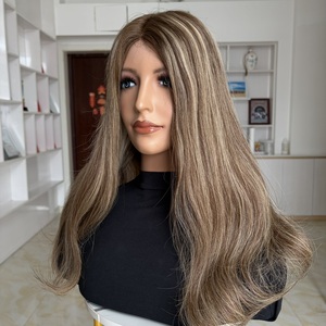 <b>Brown</b> Blonde Balayage Wig 5x5 Mono Top Wefts Full Cap Human Hair European Russian Hair Wholesale Ready to Ship - Product Image 4