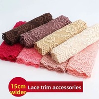 Ruban à franges en tissu de dentelle élastique de 15 cm de large pour accessoires de sous-vêtements et couture de vêtements, fait main par le fabricant