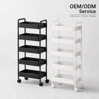 Carrito de Almacenamiento Rodante Estrecho de 5 Niveles, Estante Metálico Móvil Delgado, Organizador para Cocina, Baño, Lavandería y Dormitorio