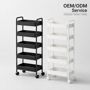 5-Tier Narrow Rolling <strong>Storage</strong> Cart Slim Mobile Metal Utility Shelving <strong>Unit</strong> Organizer for <strong>Kitchen</strong> Bathroom Laundry Bedroom - Product Image 5