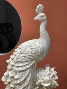 Estatua de Pavo Real Tallada a Mano en Mármol Blanco <span class=keywords><strong>para</strong></span> Decoración de Jardín y Parque al Aire Libre - Product Image 2