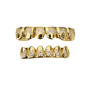 Grillz en forme de papillon avec zircone diamantée, or et argent, unisexe, style Hip Hop, ornements dentaires pour usage quotidien, micro-inserts pour appareils dentaires - Product Image 5