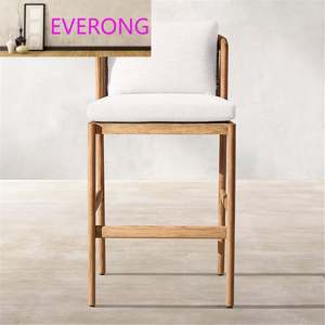 Sedia da Bistrot da Esterno Patluxury in Rattan e Legno di Teak, Sedia Alta da Giardino per Bar e Tempo Libero con Cuscino - Product Image 2