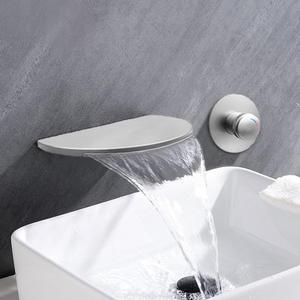 Robinet de lavabo moderne à une poignée <span class=keywords><strong>Mitigeur</strong></span> mural encastré en cuivre et laiton avec cascade pour baignoire - Product Image 4