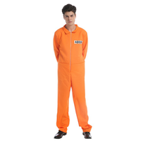 Costume de fête d'Halloween pour homme adulte, combinaison orange de détenu, costume de cosplay, uniforme, ensemble de combinaison de pompier