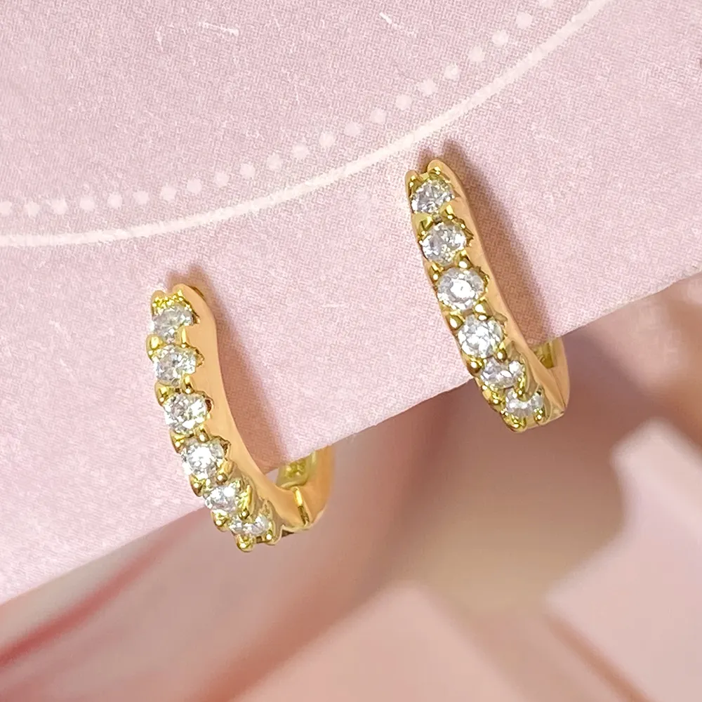 Foxi Schmuck modische Ohrringe 18K Gold Plattiert Juwelen Großhandel koreanische Ohrringe kubische Zirkonien-Hoop-Ohrringe für Mädchen