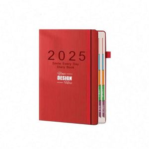 Agenda hebdomadaire en cuir personnalisé 2025 - Une page par jour - Gestion du temps sur 365 jours pour les femmes et les hommes de bureau - Product Image 1