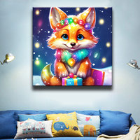 Ever Moment Kit de Peinture Diamant Renard de Noël, Mosaïque Animale, Art Gemme Aurore Boréale, Décoration Murale Personnalisée ASF3075