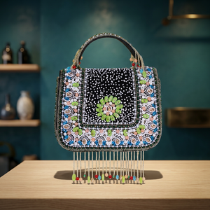 Beaded Flap Evening Clutch Bag with Tassel Decor Handmade Fashionable Party Purse Customizable Colors up to 1L Capacity - Product Image 2