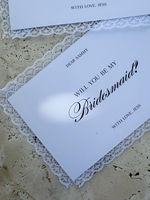 Carte de proposition de demoiselle d'honneur avec bordure en dentelle |   Carte personnalisée « Veux-tu être ma demoiselle d'honneur ? » pour proposition de mariage, carte de mariage personnalisée