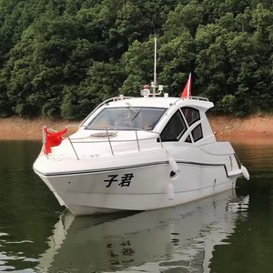 Bateau à moteur en fibre de verre de 28 pieds avec moteur hors-bord de 200 ch, bateau de croisière 8 places avec toilettes et lavabo, yacht de croisière, couleur personnalisée - Product Image 3