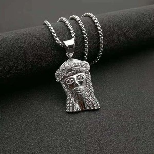 yunnique Stainless Steel Jesus Head Pendant Necklace With <b>Diamond</b> Pave Setting Unisex Gift Jewelry YS200 - Product Image 5