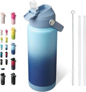 <span class=keywords><strong>Vaso</strong></span> de Agua de Acero Inoxidable de Doble Pared de 24 oz, Botella de Agua Térmica Portátil 304, Juego de Regalo con una Taza y Tres Tapas - Product Image 5