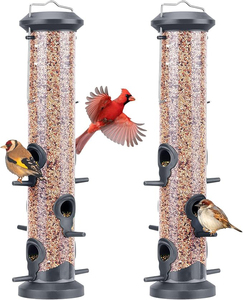 مغذيات مع 6 منافذ تغذية للتعليق في الهواء الطلق ، شماعات فولاذية ومقاومة للماء من البلاستيك الصلب الممتاز ، جذب للطيور البرية - Product Image 6