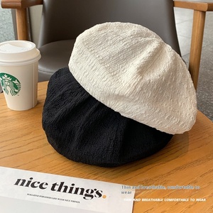 Béret en tissu importé de Corée pour filles, fin et texturé, style artiste, mignon et original, idéal pour l'été et les occasions décontractées - Product Image 3